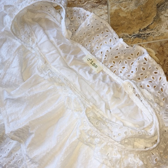 C’isa Bright White eyelet elastic top/waist length - Picture 8 of 8